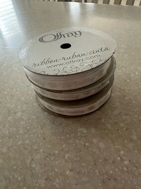 Offray White Wedding Ribbon‎ Lot of 3 Spools 3/8" x 15ft New